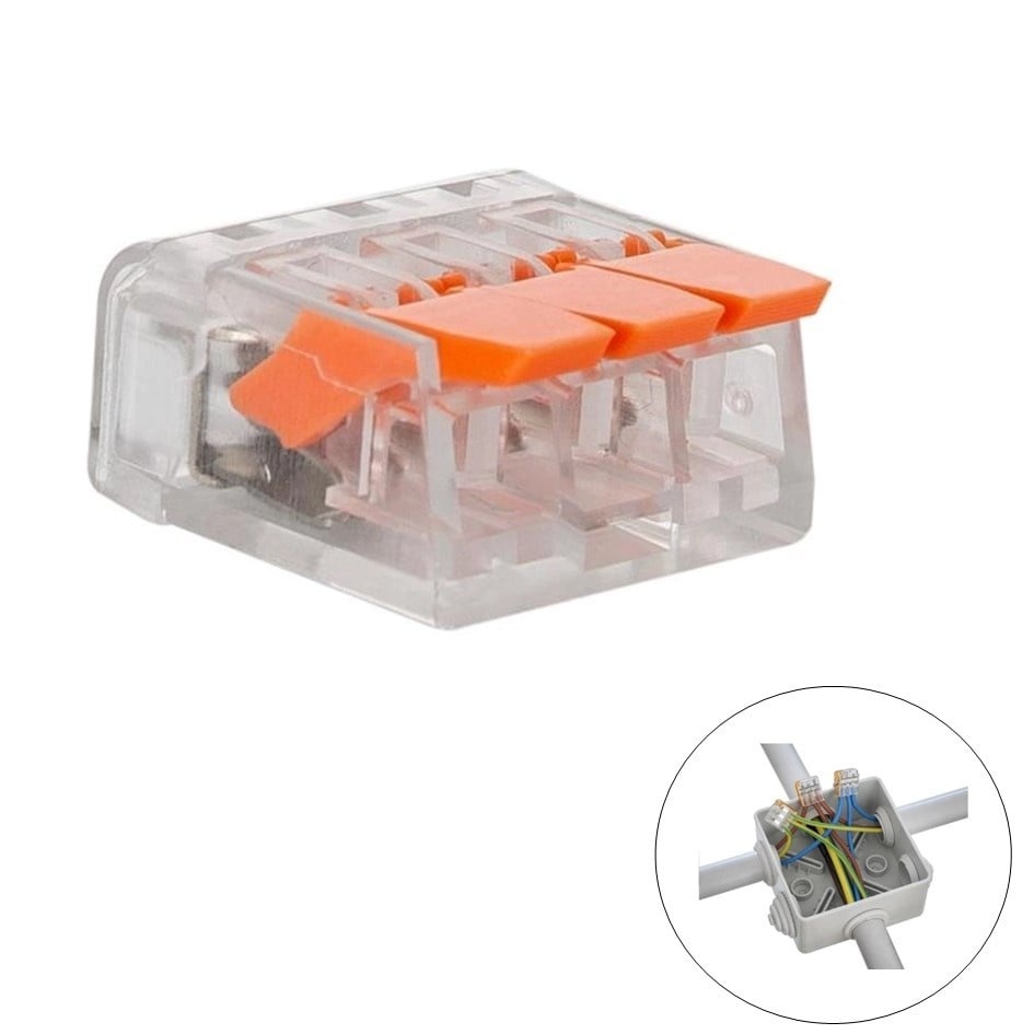 Snelkoppeling Lasklem 3-Vaks | 0.08-4 mm² | Transparant | 32A