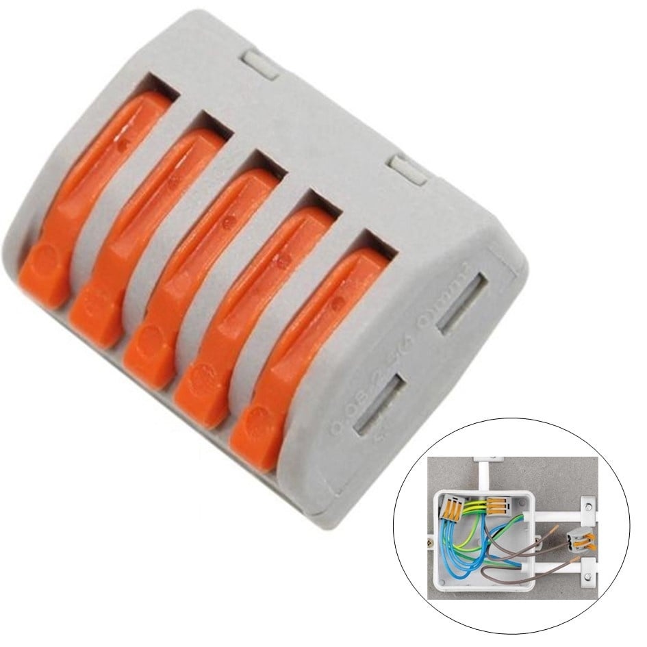 Snelkoppeling Lasklem 5-Vaks | 0.08-4 mm² | Grijs | 32A