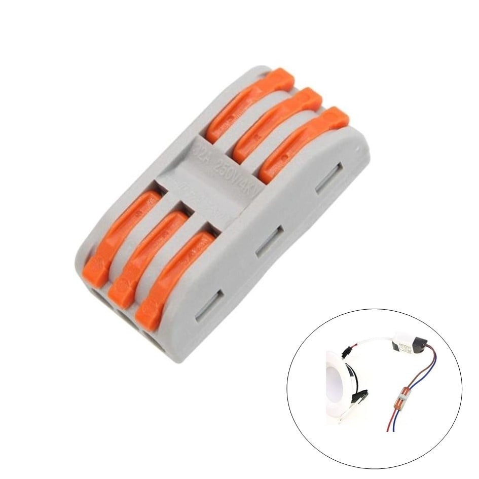 Snelkoppeling Verbindingslasklem 3-Vaks | Doorverbinder 3x3 | 0.08-4 mm² | Grijs | 32A