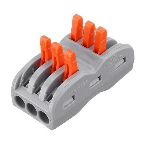 Snelkoppeling Verbindingslasklem 3-Vaks | Doorverbinder 3x3 | 0.08-4 mm² | Grijs | 32A, foto 3 van 4