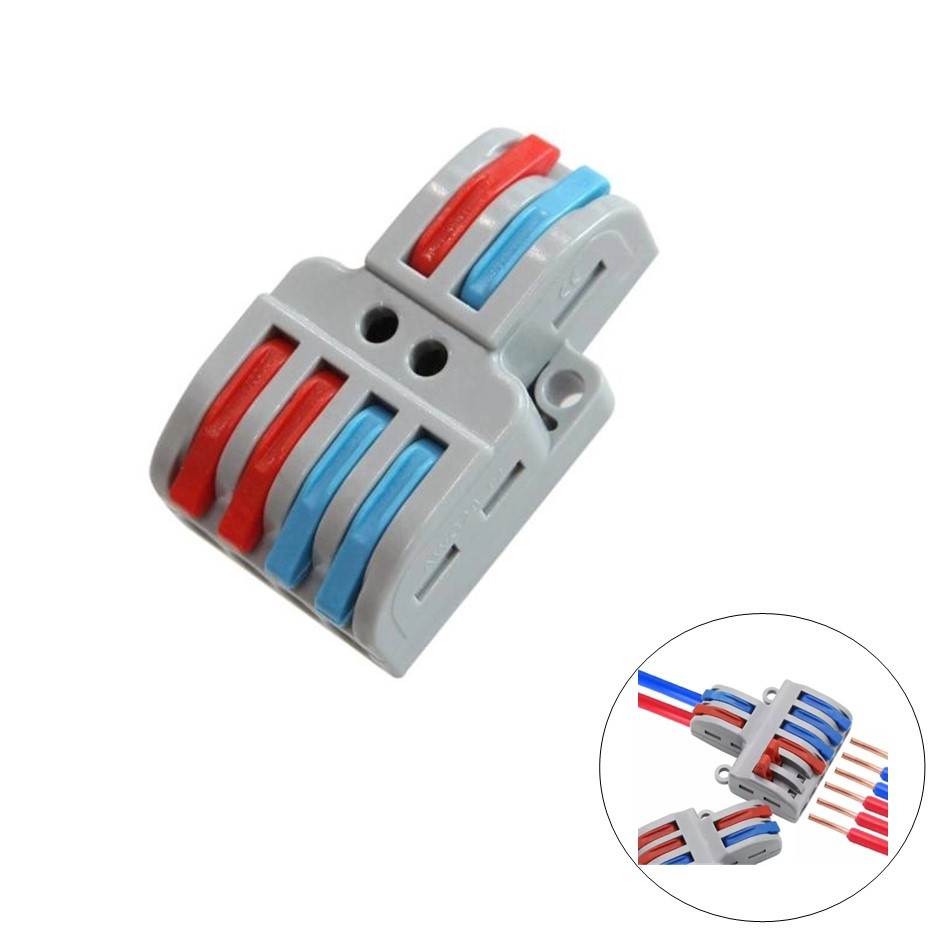 Snelkoppeling Verbindingslasklem 2x4Vaks | Doorverbinder 2x4 | 0.08-4 mm² | Grijs | 32A