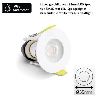 Mini Led Spot Armatuur wit, IP65 waterbestendig, Gatmaat 43mm, incl. GU10 Fitting
