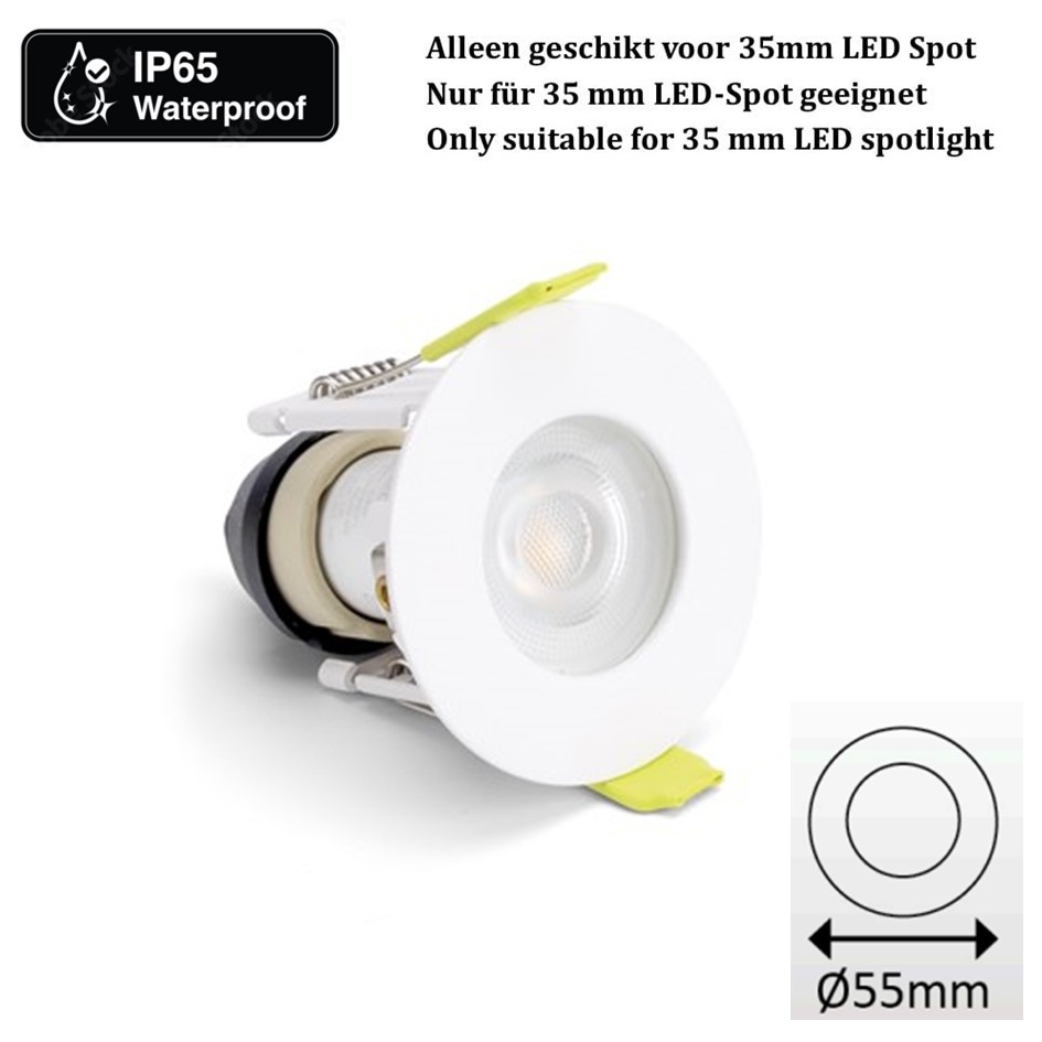 Mini Led Spot Armatuur wit, IP65 waterbestendig, Gatmaat 43mm, incl. GU10 Fitting