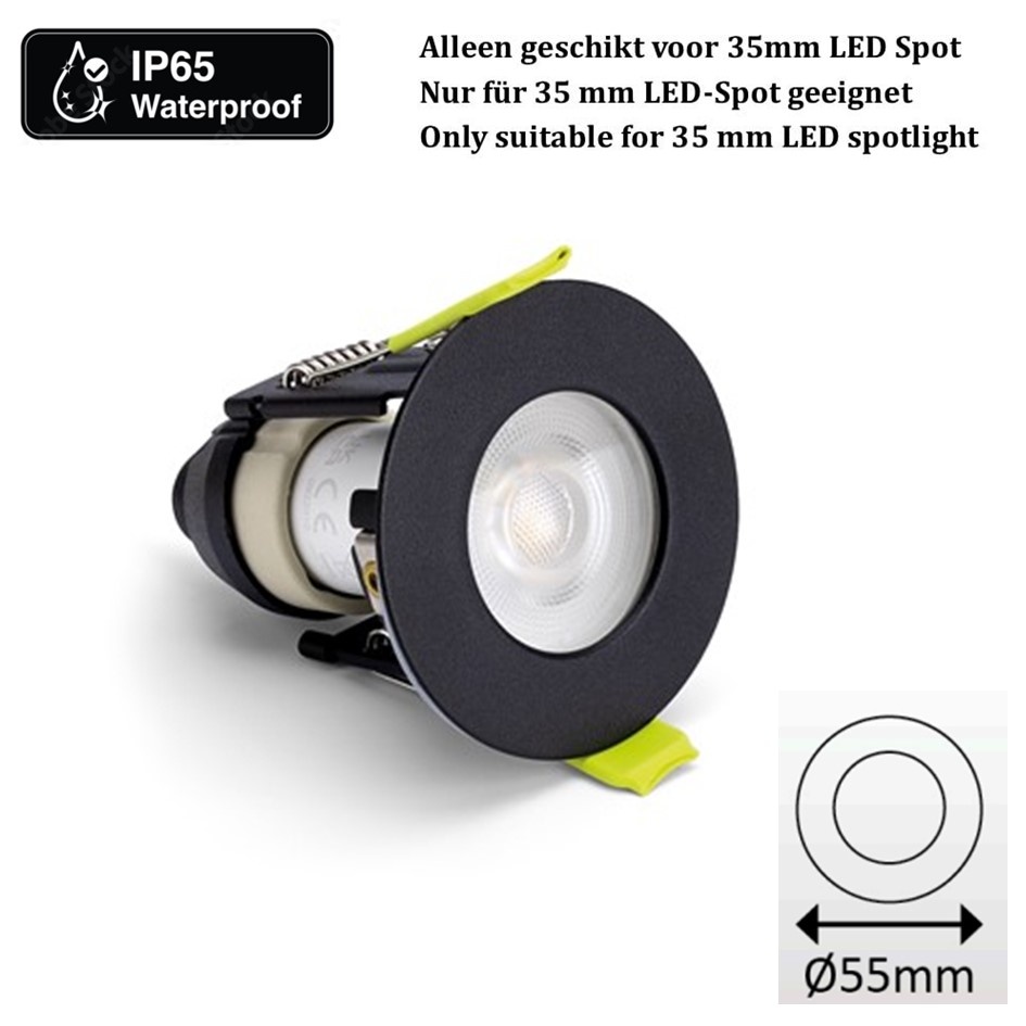 Mini Led Spot Armatuur Zwart, IP65 waterbestendig, Gatmaat 43mm, incl. GU10 Fitting