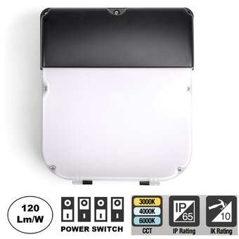 LED Wallpack Slim 20/30w, 2400/3600 Lumen, CCT Switch (3000K/4000K/6000K), IP65, IK10, 3 Jaar Garantie