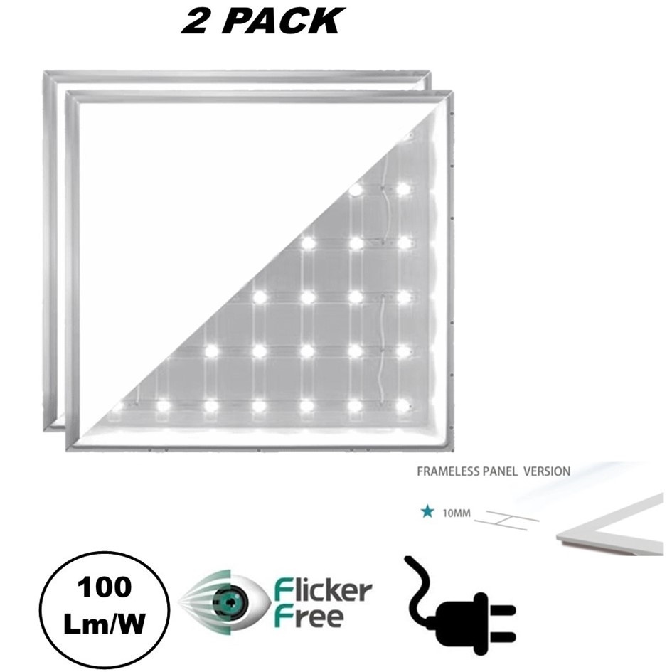 2 PACK - ECO Backlit LED Paneel 60x60cm, Smalle Rand, 40w, 4000 Lumen (100lm/w), Flikkervrije Driver, 2 Jaar Garantie, foto 2 van 6