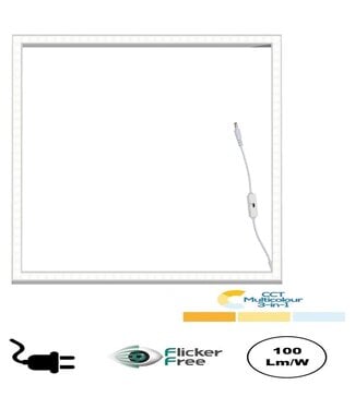 UITVERKOOP: ECO Frame LED Paneel 60x60cm Wit, 32w, 3200 Lumen (100lm/w), Color Switch (3000/4000/5000K), Flikkervrije Driver, Stekkerklaar