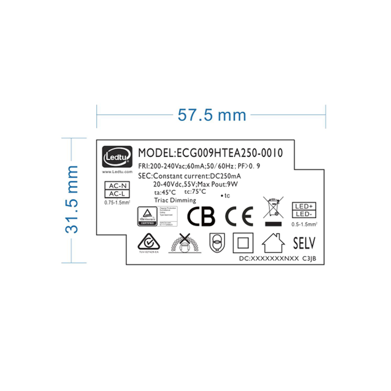 TRIAC LED Driver 10 Watt - 250 Ma- Output: 20-40vDC, foto 2 van 2