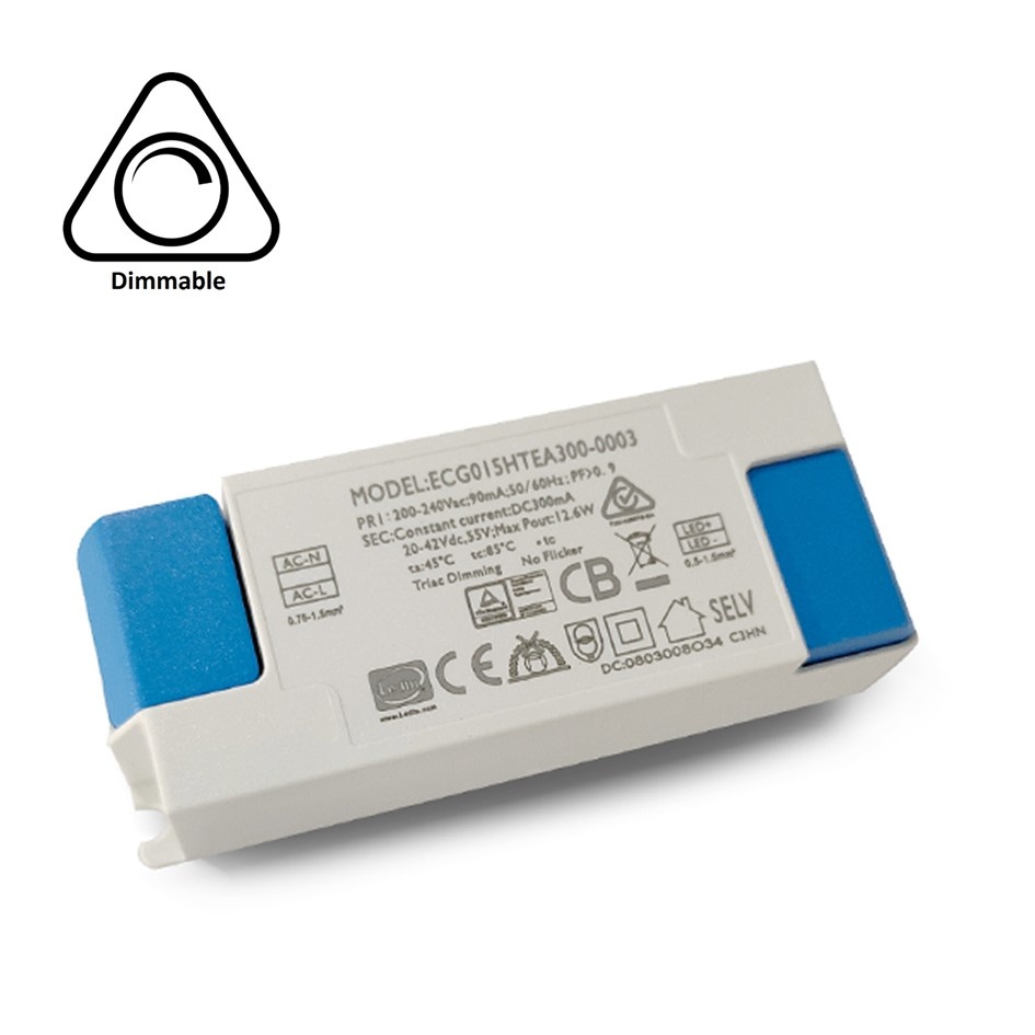TRIAC LED Driver 12 Watt - 300 Ma- Output: 20-40vDC