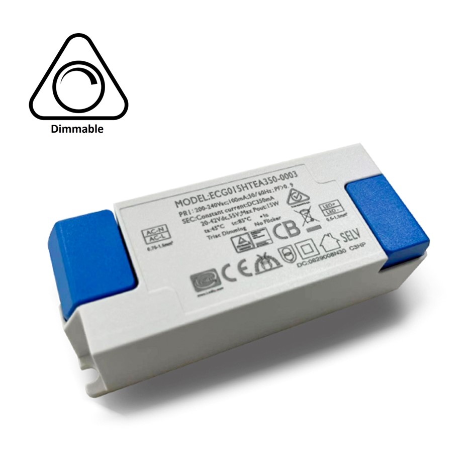 TRIAC LED Driver 15 Watt - 350 Ma- Output: 20-40vDC