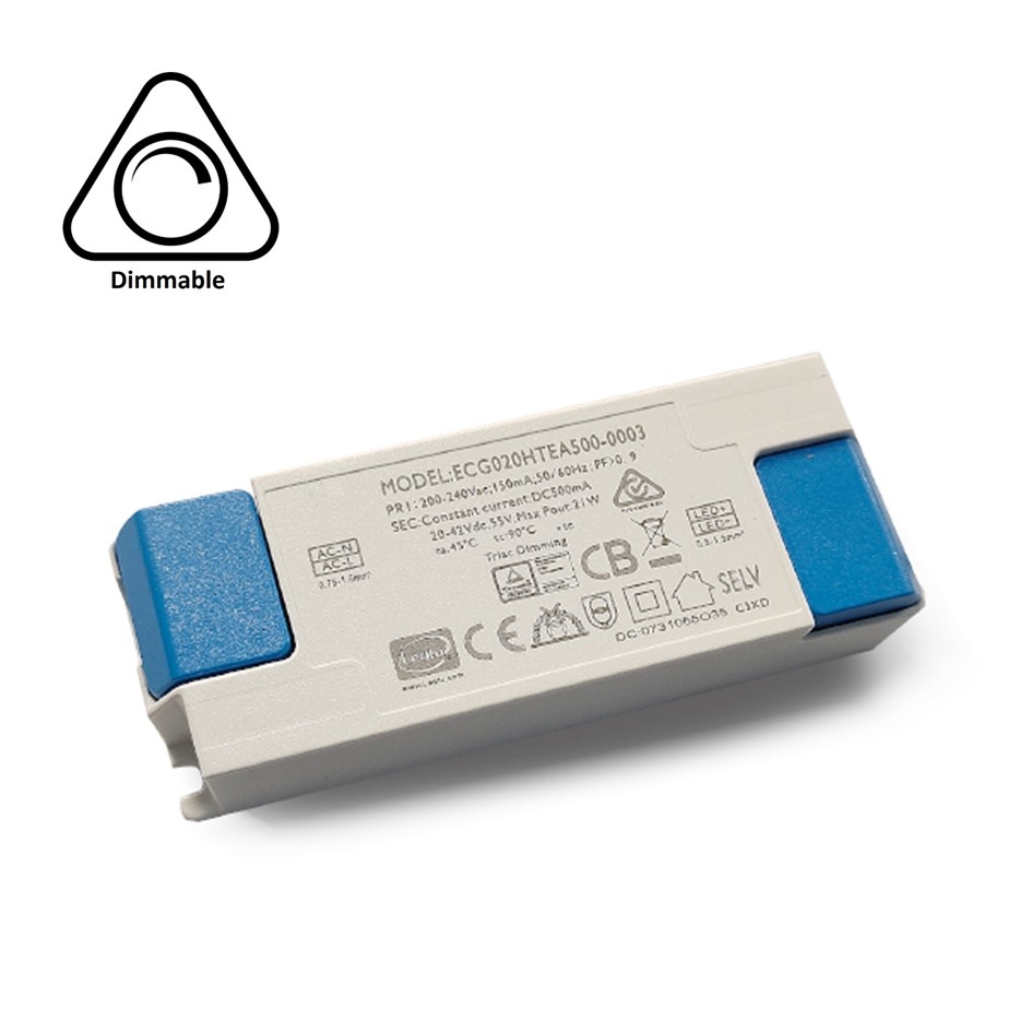 TRIAC LED Driver 20 Watt - 500 Ma- Output: 20-40vDC