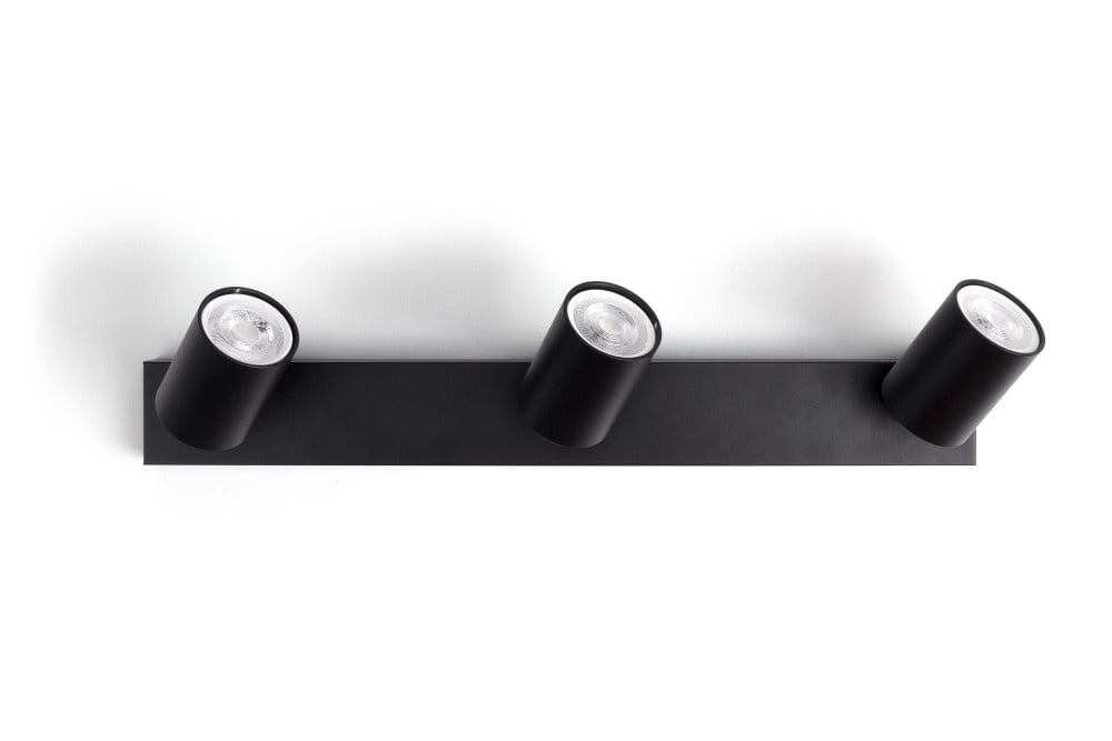Opbouw Bar Spot Armatuur Zwart Siena - 3x GU10 (max 10 watt per spot) - IP20, foto 2 van 2
