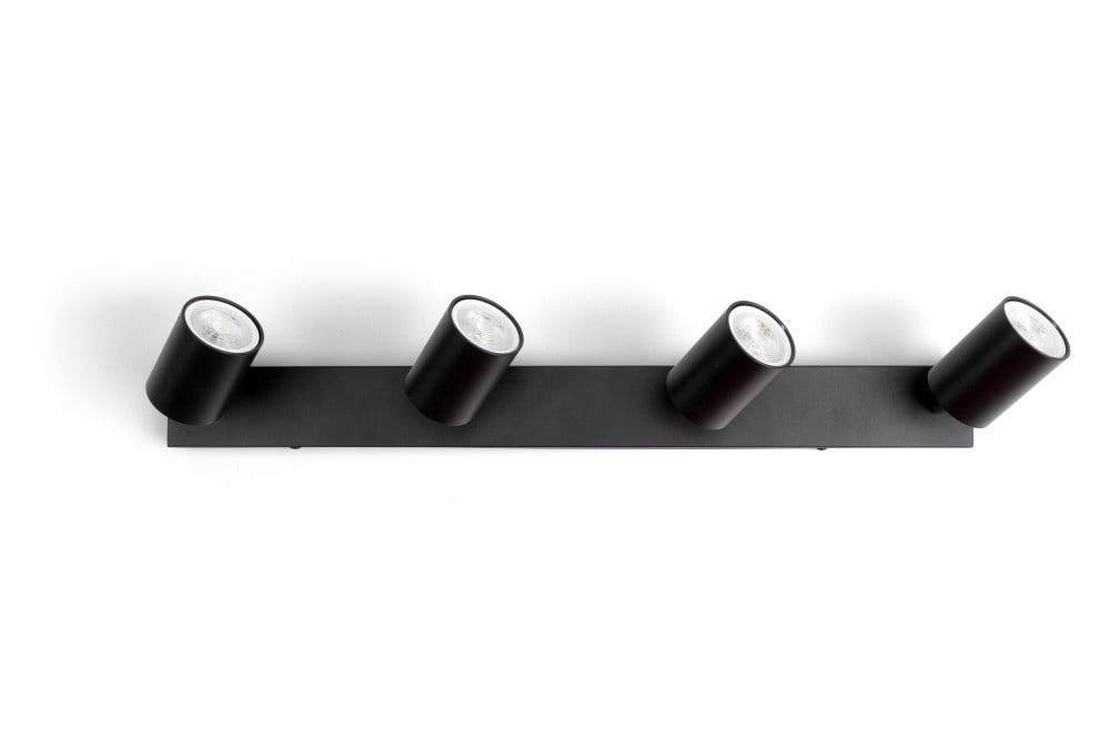 Opbouw Bar Spot Armatuur Zwart Siena - 4x GU10 (max 10 watt per spot) - IP20, foto 2 van 2