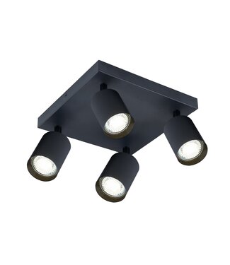 Opbouw Vierkant Spot Armatuur Zwart Siena - 4x GU10 (max 10 watt per spot) - IP20