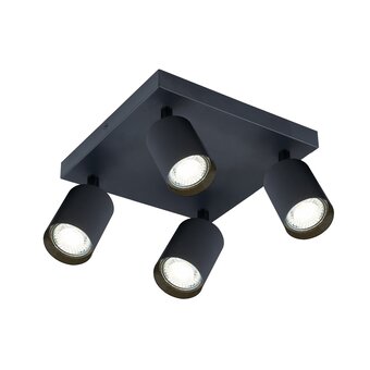 Opbouw Vierkant Spot Armatuur Zwart Siena - 4x GU10 (max 10 watt per spot) - IP20