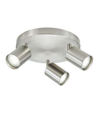 Opbouw Rond Spot Armatuur Satin Nickel Siena - 3x GU10 (max 10 watt per spot) - IP20