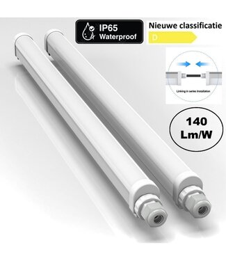 ECO Slim Led Tri Proof 60cm, 18w, 2500 Lumen (140lm/w) , Koppelbaar, IP65, 2 jaar garantie