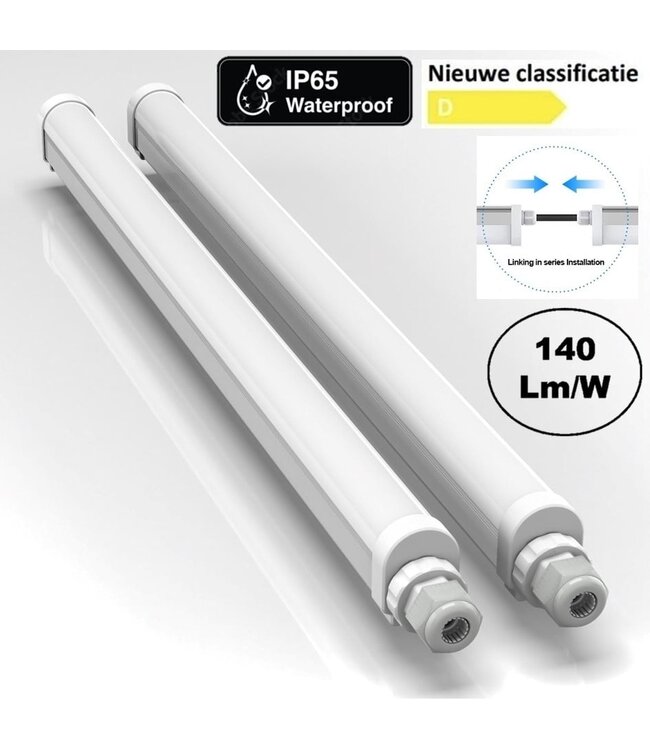 ECO Slim Led Tri Proof 60cm, 18w, 2500 Lumen (140lm/w) , Koppelbaar, IP65, 2 jaar garantie