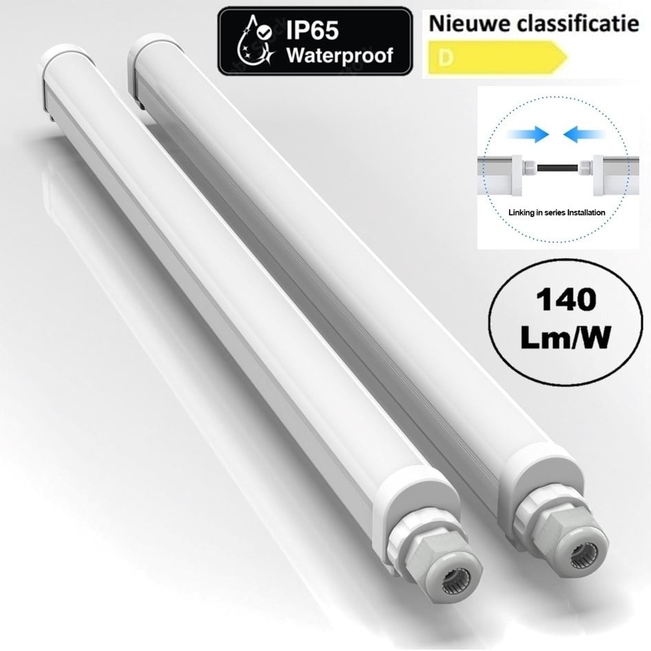 ECO Slim Led Tri Proof 60cm, 18w, 2500 Lumen (140lm/w) , Koppelbaar, IP65, 2 jaar garantie, foto 2 van 6