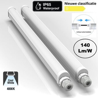 ECO Slim Led Tri Proof 150cm, 45w, 6300 Lumen (140lm/w) , Koppelbaar, IP65, 2 jaar garantie