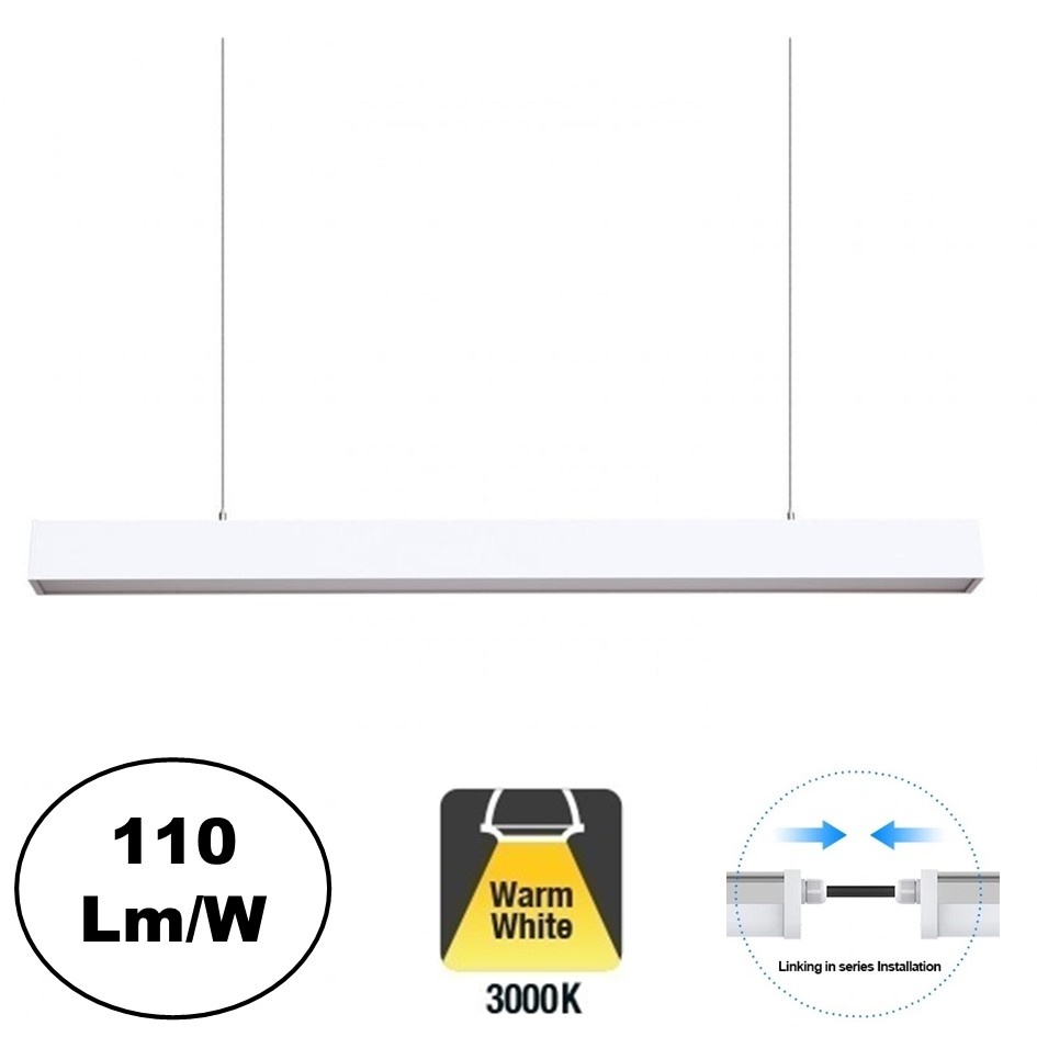 Led Linear Lamp 120cm, 36w, 3960 Lumen (110lm/w), Witkleurige behuizing, Koppelbaar, 3 Jaar Garantie