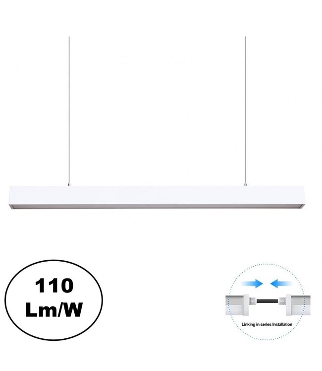 Led Linear Lamp 120cm, 36w, 3960 Lumen (110lm/w), Witkleurige behuizing, Koppelbaar, 3 Jaar Garantie