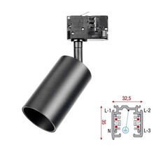 3 Fase Rail Spot ACCENTPLUS | GU10 Fitting | 100MM Koker Verdiept | Zwartkleurige behuizing