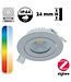 Zigbee3.0 Inbouw LED Spot 5w Flat, 420 Lumen, RGB+CCT (1800K>6500K), Kantelbaar, IP44, Wit Armatuur, Gatmaat 69mm, 2 Jaar Garantie