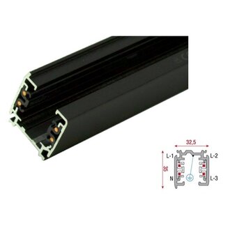 3 Fase Rail 4 Wire Zwart - Tot 3 Meter Leverbaar