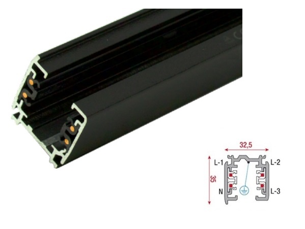 3 Fase Rail 4 Wire Zwart - Tot 3 Meter Leverbaar