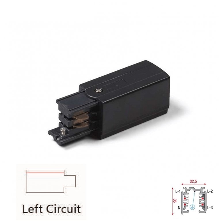 3 Fase Rail 4 Wire Aansluitblok LINKS - Zwart