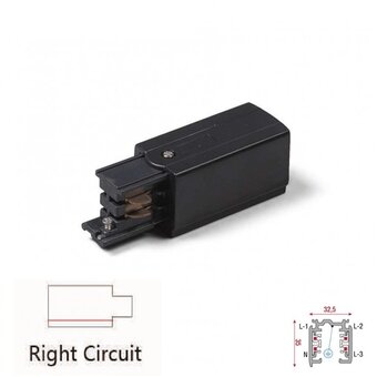 3 Fase Rail 4 Wire Aansluitblok RECHTS - Zwart