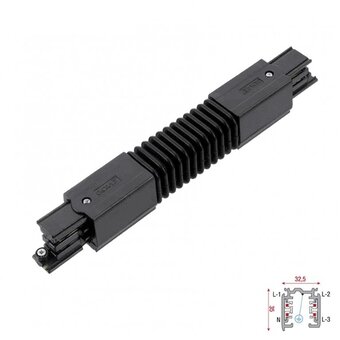 3 Fase Rail 4 Wire FLEX-Koppelstuk - Zwart