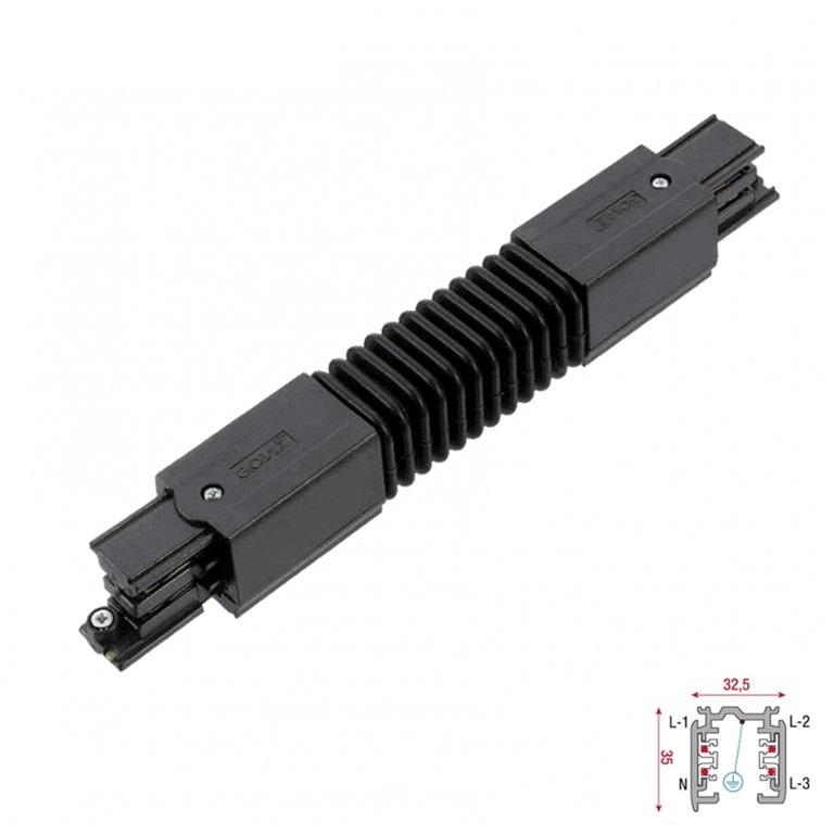 3 Fase Rail 4 Wire FLEX-Koppelstuk - Zwart