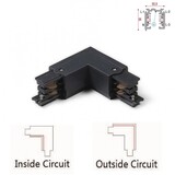 Universele 3 Fase Rail 4 Wire L-Hoekverbinding - BINNENLIJN en BUITENLIJN - Zwart