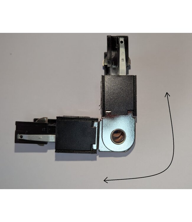 Universele 3 Fase Rail 4 Wire L-Hoekverbinding - BINNENLIJN en BUITENLIJN - Zwart