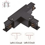 Universele 3 Fase Rail 4 Wire T-Verbinding - LINKS - BINNENLIJN en BUITENLIJN - Zwart