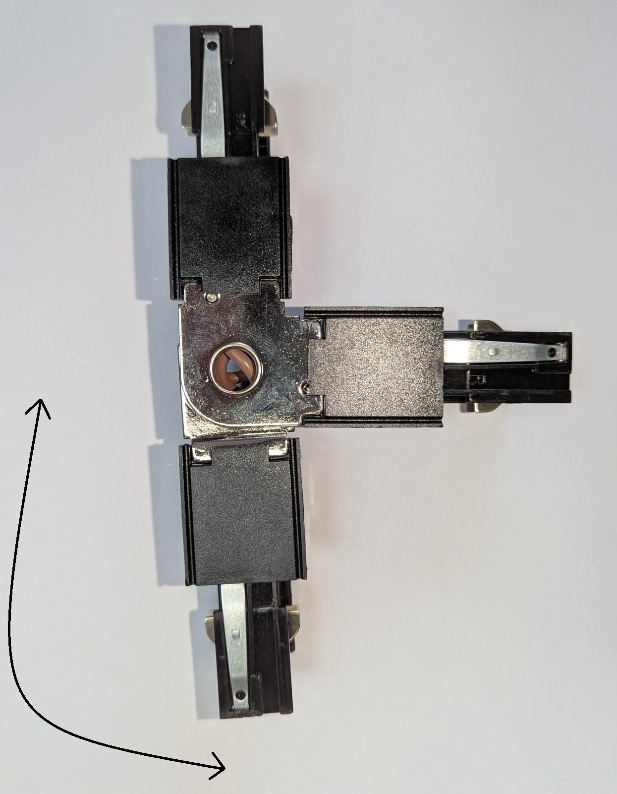 Universele 3 Fase Rail 4 Wire T-Verbinding - LINKS - BINNENLIJN en BUITENLIJN - Zwart, foto 2 van 5