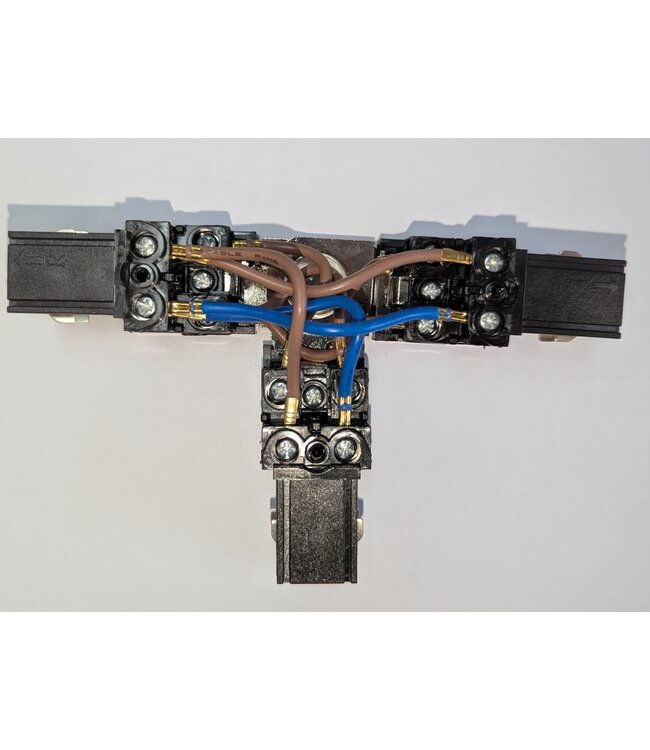 Universele 3 Fase Rail 4 Wire T-Verbinding - LINKS - BINNENLIJN en BUITENLIJN - Zwart