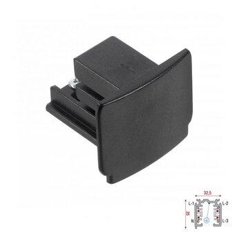 3 Fase Rail 4 Wire Eindstuk - Zwart