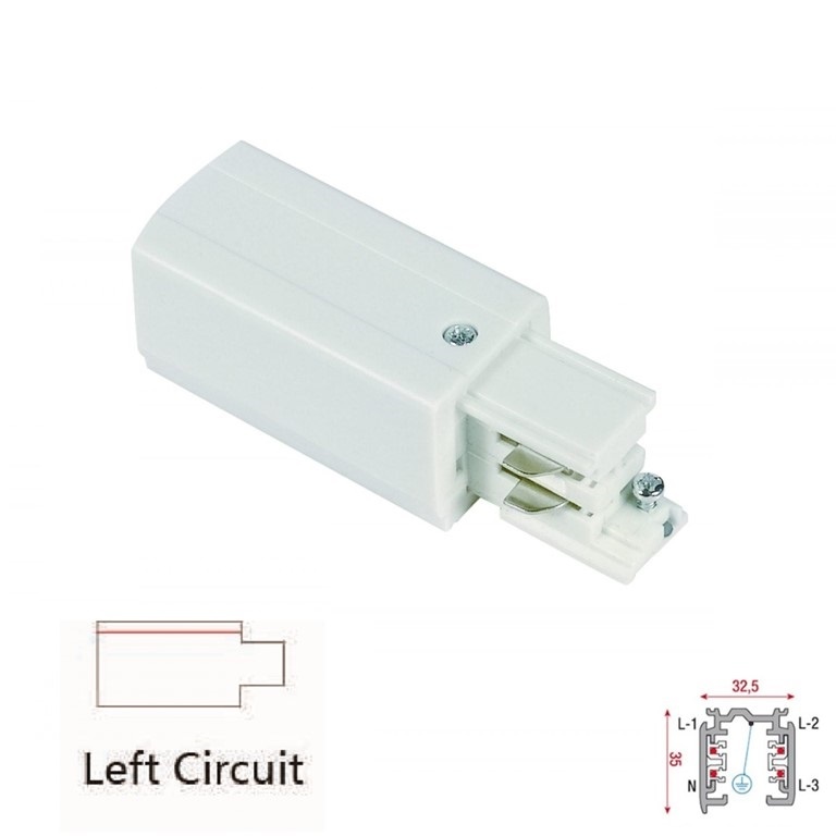 3 Fase Rail 4 Wire Aansluitblok LINKS - Wit