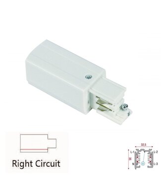 3 Fase Rail 4 Wire Aansluitblok  RECHTS - Wit