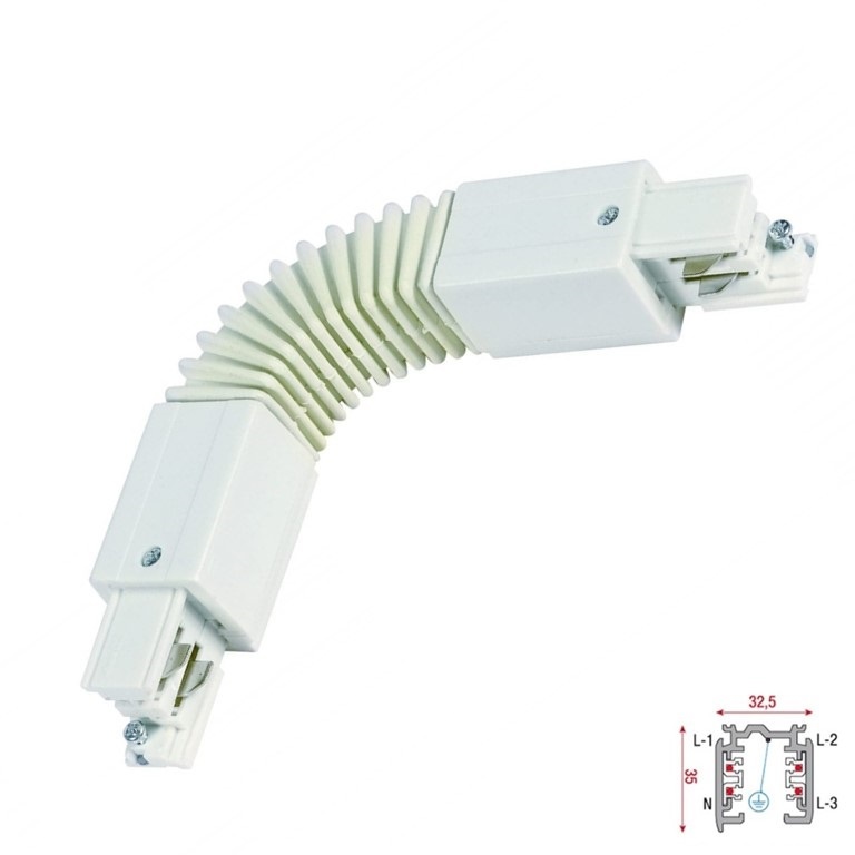 3 Fase Rail 4 Wire FLEX-Koppelstuk - Wit