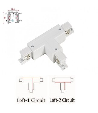Universele 3 Fase Rail 4 Wire T-Verbinding - LINKS - BINNENLIJN en BUITENLIJN - Wit