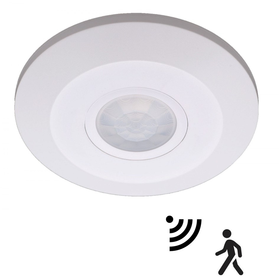 Opbouw Bewegingsmelder Plat, 360 graden, Max. 2000w, Diameter Ø115mm, IP20, 2 Jaar Garantie