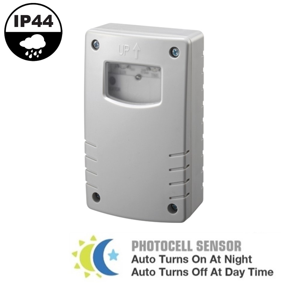 Opbouw Daglichtsensor IP44, Max. 1200W, Met Timer, 2 Jaar Garantie