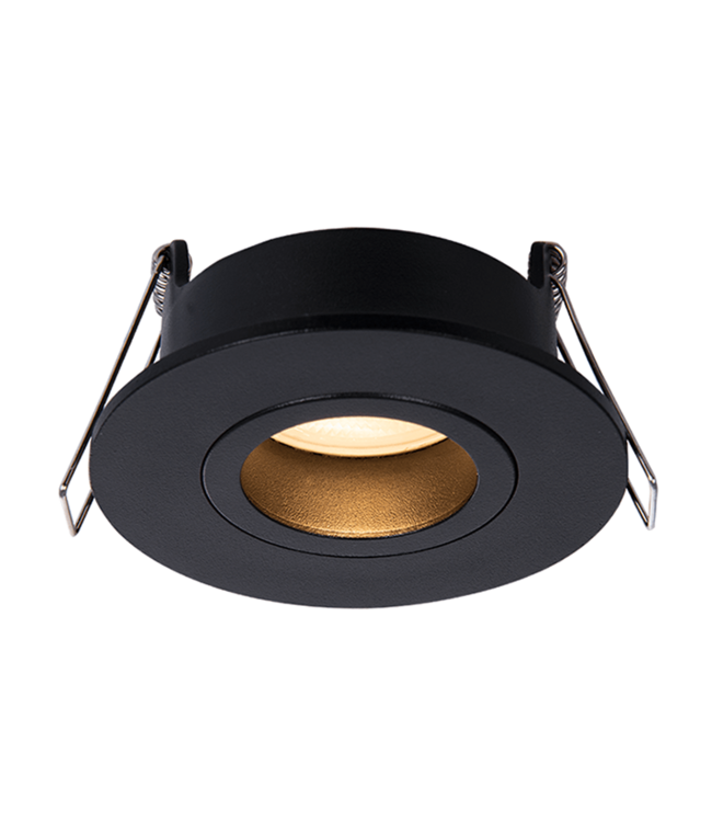 Inbouw Led Spot Armatuur Verdiept Zwart, IP65, Kantelbaar, Gatmaat 68mm