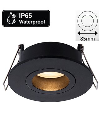 Inbouw Led Spot Armatuur Verdiept Zwart, IP65, Kantelbaar, Gatmaat 68mm