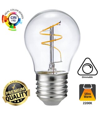 SPL E27 Led Bollamp G45 Slim-Flex, 3,2 Watt, 320 Lumen, 2200K Flame, CRI90, Dimbaar, 2 Jaar Garantie