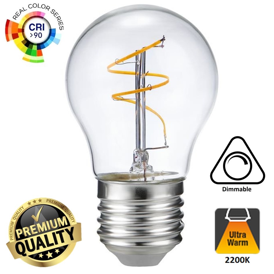SPL E27 Led Bollamp G45 Slim-Flex, 3,2 Watt, 320 Lumen, 2200K Flame, CRI90, Dimbaar, 2 Jaar Garantie